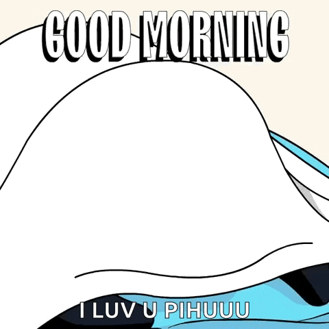 a penguin wrapped in a blanket says good morning
