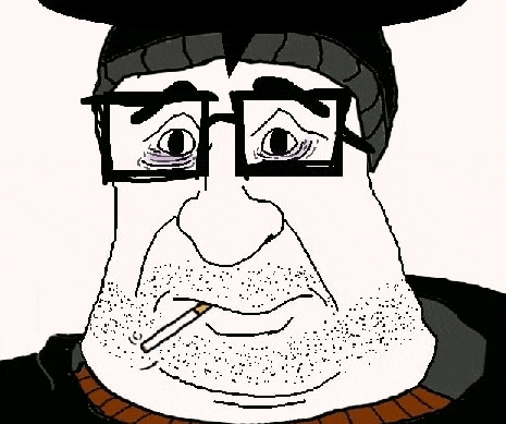 a man with glasses and a cigarette in his mouth is wearing a hat and sweater .