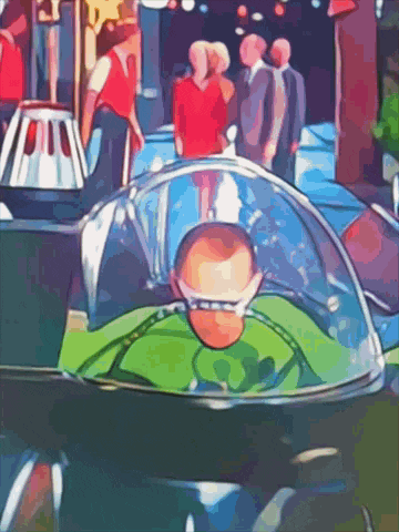 a cartoon drawing of a man in a green costume
