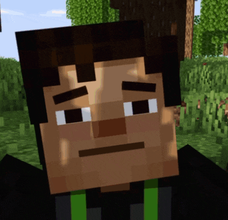 a close up of a minecraft character with his eyes closed