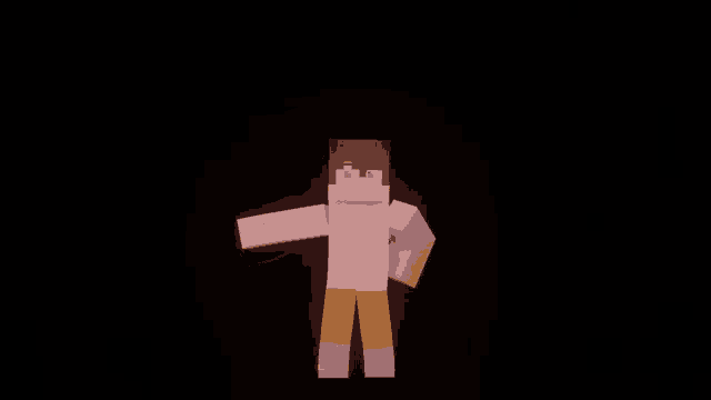 a minecraft character is standing in the dark with his arms outstretched