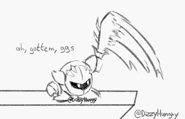 a black and white drawing of a cartoon character with the words `` ah , gottem , ggs '' written on it