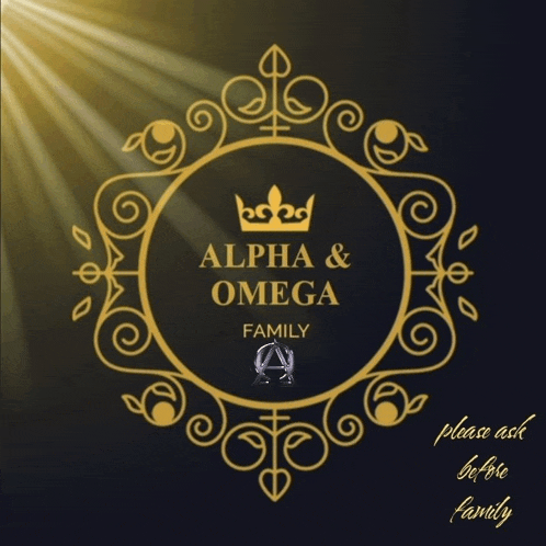 a logo for alpha and omega family with a crown