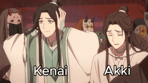 a couple of anime characters with the names kenal and akki written on them