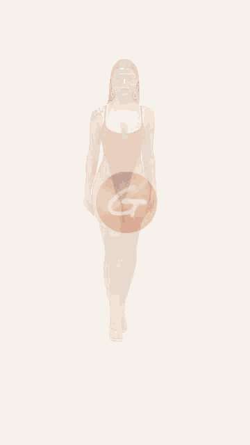 a woman in a black bodysuit and heels is standing on a white background .