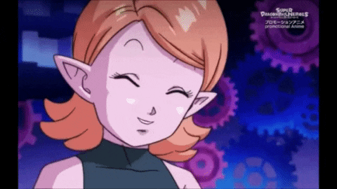 a cartoon character from super dragon ball heroes winks at the camera