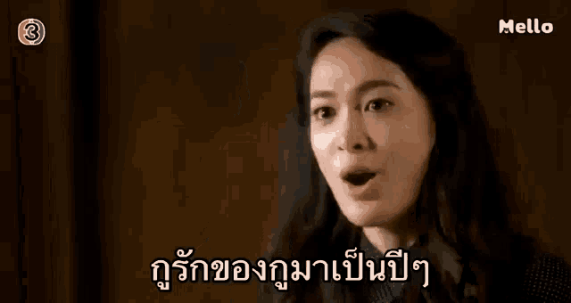 a woman is making a funny face in a blurry photo with a foreign language .