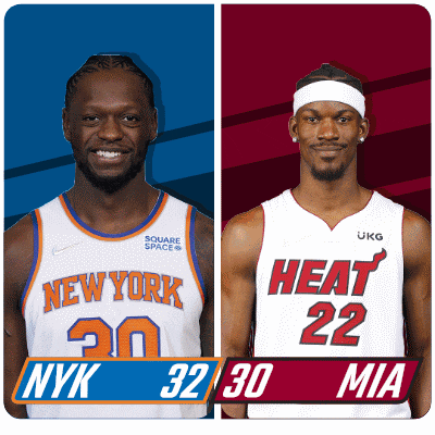 two basketball players one from new york and one from heat
