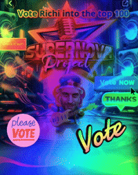 a poster that says vote richi into the top 100 on it