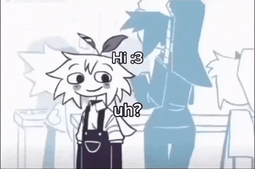 a cartoon character is waving at the camera and says `` hi 3 uh ? ''