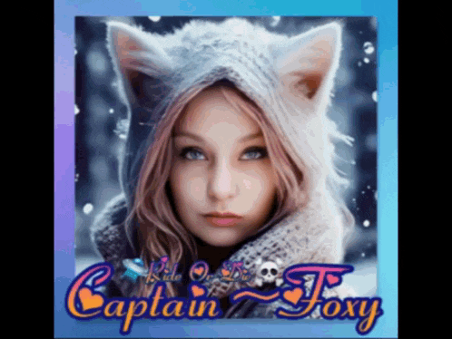 a picture of a woman with cat ears and the name captain foxy on it