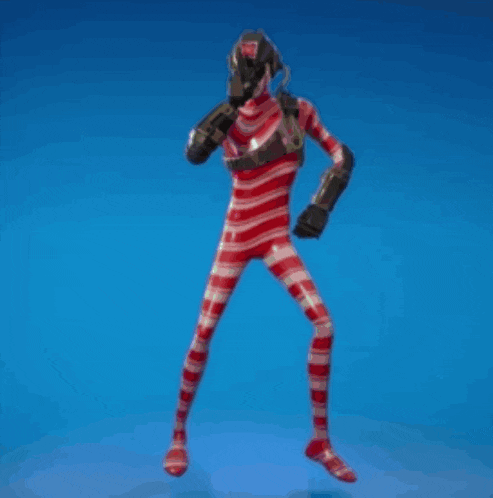a man in a red and white striped suit is dancing in a video game .