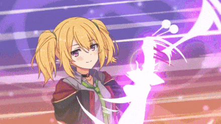 a girl with blonde hair and pigtails is holding a purple object .