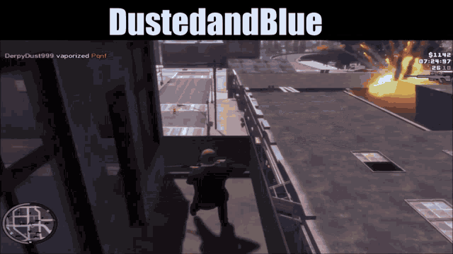 a screenshot of a video game with the name dustedandblue on it