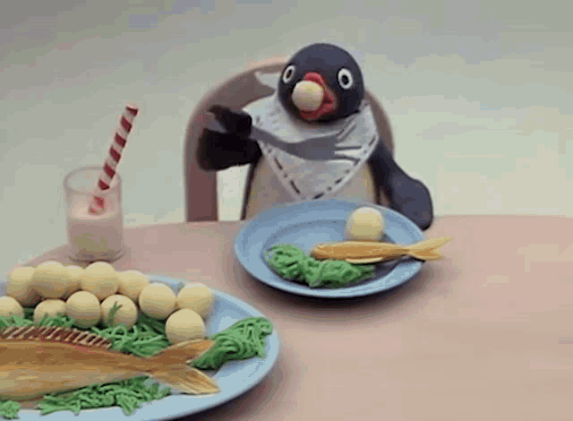 Pingu Angry Dad Pingu Eating Dinner GIF - Pingu Angry Dad Pingu Eating Dinner Pingu Dinner GIFs