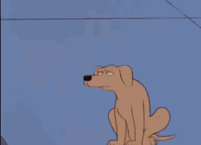 a close up of a cartoon dog 's face with its eyes closed .