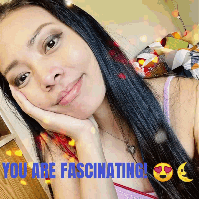 a picture of a woman with the words " you are fascinating " below her