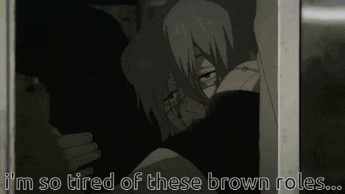 a black and white image of a person with the words " i 'm so tired of these brown roles ... "
