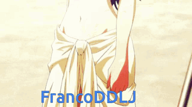 a woman in a bikini is standing on a beach with francoddllj written on the bottom of the image
