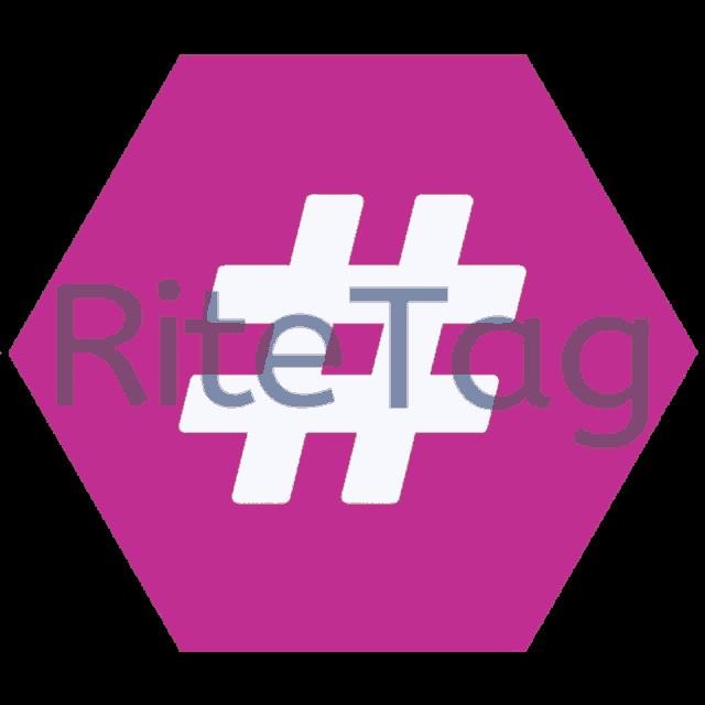 a white hexagon with the word ritetag in green letters