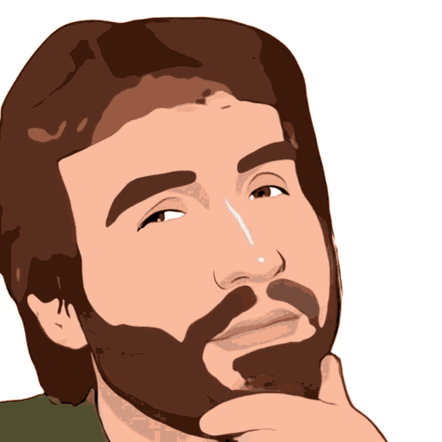 a cartoon of a man with a beard thinking
