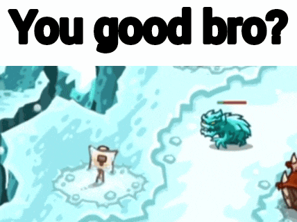 a cartoon drawing of a snowy landscape with the words you good bro written above it