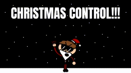 a cartoon of a man in a santa hat and sunglasses says christmas control