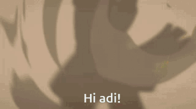 a cartoon character with the words hi adi on the bottom right