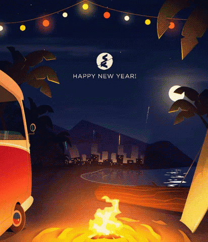 Feliz Año Nuevo En La Playa GIF - Playa Fogata Fuegos GIFs