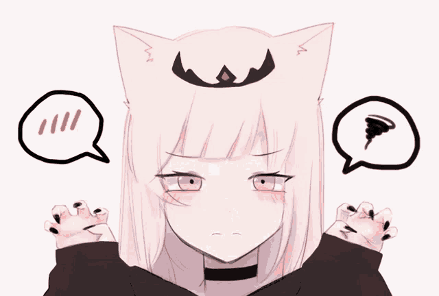 a drawing of a girl with cat ears and a speech bubble that says ' i 'm sorry '