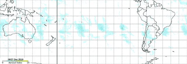 a map showing the aerosol index of the earth