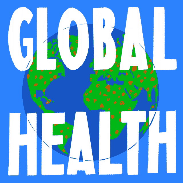a drawing of a globe with the words global health above it