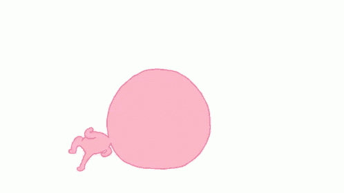 a cartoon drawing of a pink whale with a smaller whale behind it