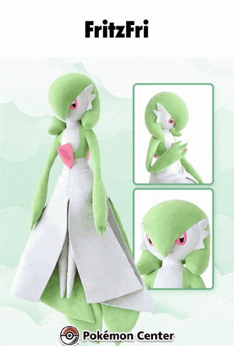 a poster for fritzfri shows a green and white stuffed animal