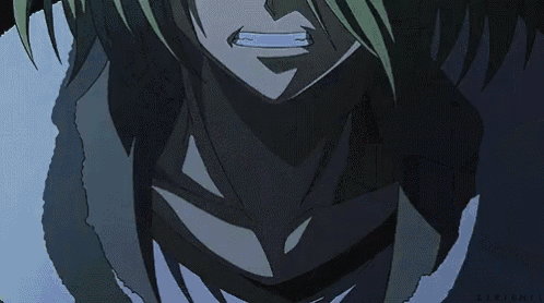 a close up of a person 's face with green hair and a black background .