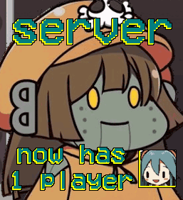 a cartoon character with the words server now has 1 player on it