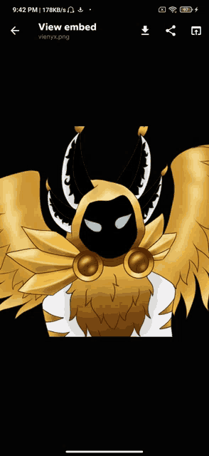 a phone screen shows a drawing of a monster with horns and wings