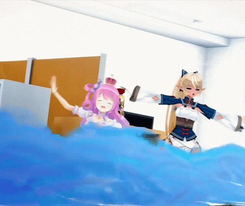 Ookami Mio Water Slide GIF - Ookami Mio Water Slide Having Fun GIFs