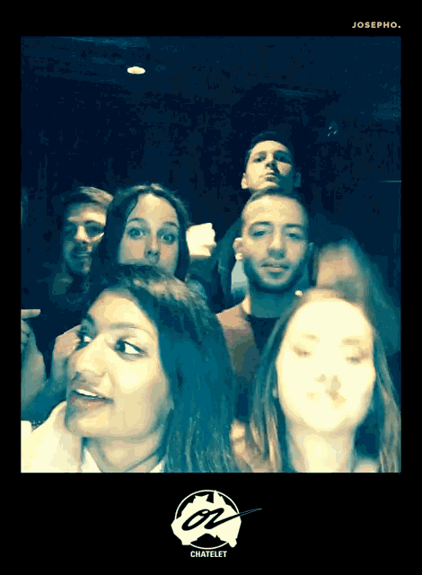 a group of people are posing for a picture with chatelet written on the bottom