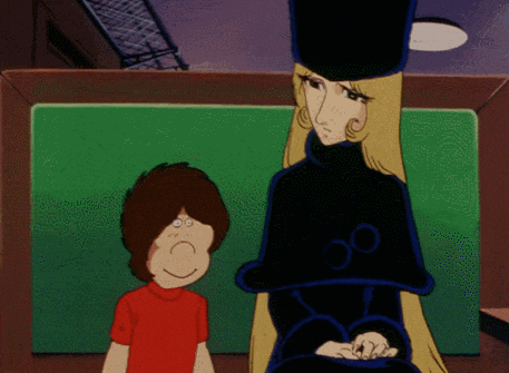 a cartoon drawing of a girl and a boy