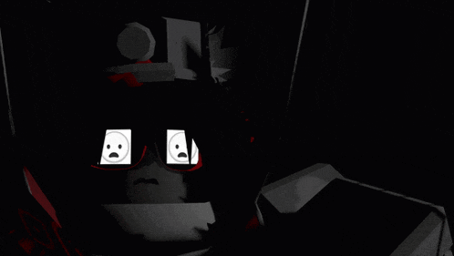 a black and white drawing of a face with a sad face on it