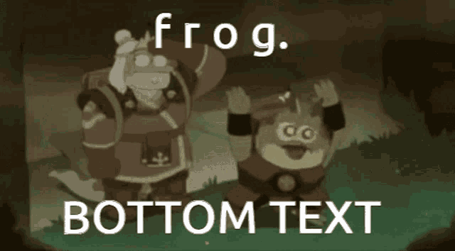 frog bottom text is displayed on a cartoon