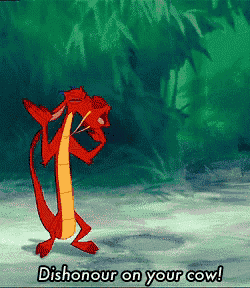 a cartoon of a dragon with the words dishonor on your cow below it