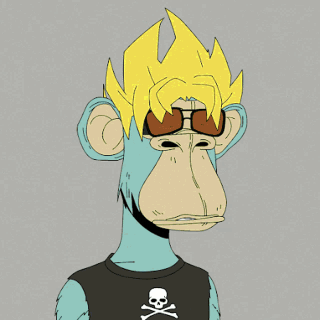 a drawing of a monkey with a skull and crossbones on his shirt