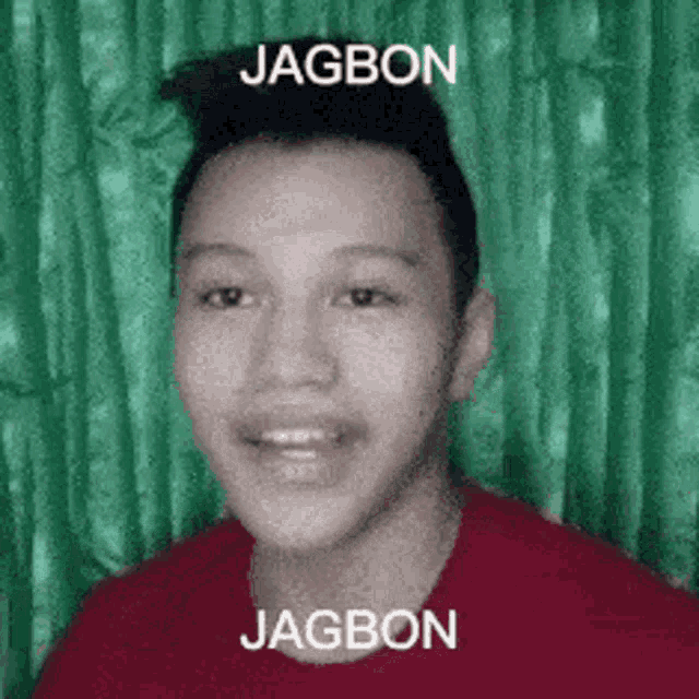 a close up of a man 's face with the name jagbon written above him