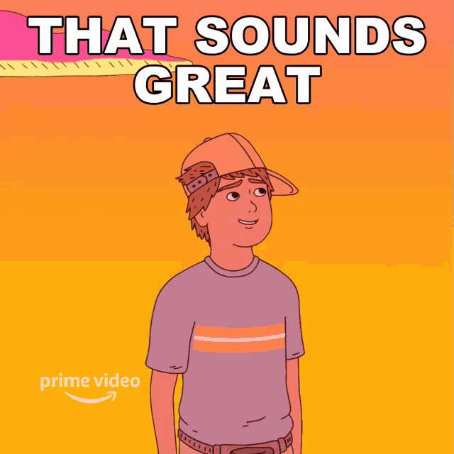 a cartoon of a boy with the words that sounds great behind him