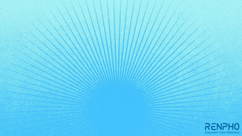 an advertisement for renpho empower your wellness shows a device on a blue background