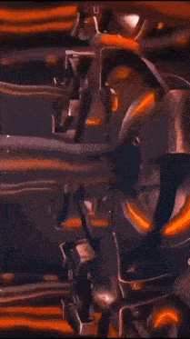 a close up of a machine with a lot of orange lights coming out of it .