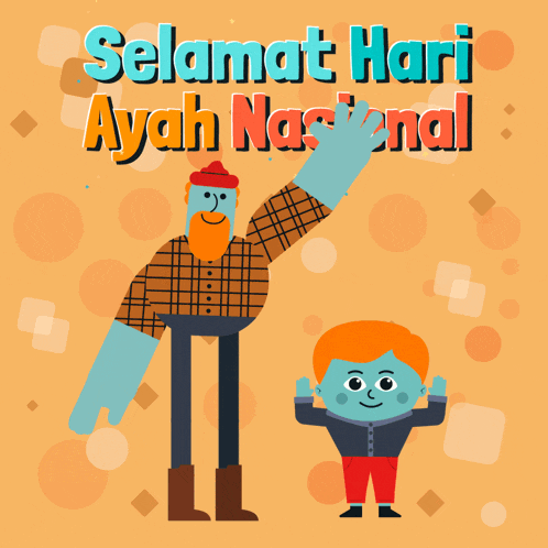 an illustration of a man and a boy with selamat hari ayah nasional