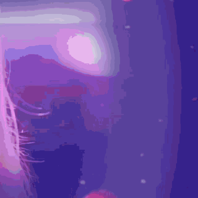 a close up of a person 's face with a purple background that says ' i 'm ' on it